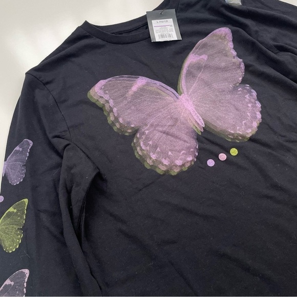 Target Art Class Girls Black Purple Butterfly Long Sleeve Tee Size Large NWT - Picture 3 of 6